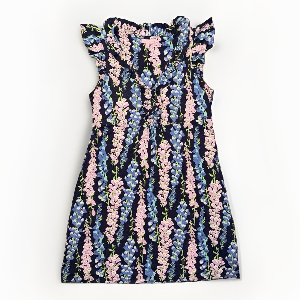 Lilly Pulitzer Silk Blend Dress Foxy Foxglove Floral Womens Size XL Has Fading